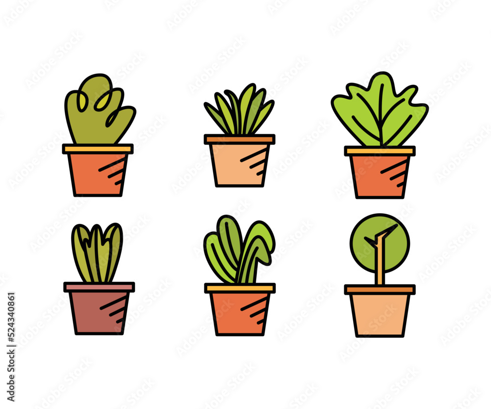 Obraz premium plant pot icons set vector illustration