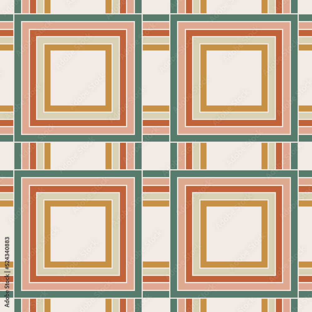 70 s seamless pattern. Retro colorful geometric square seamless background in seventies style. Groovy scrapbook paper. Yellow, orange, brown, green colors vector pattern 70 s seamless pattern. Retro colorful geometric square seamless background in seventies style. Groovy scrapbook paper. Yellow, orange, brown, green colors vector pattern