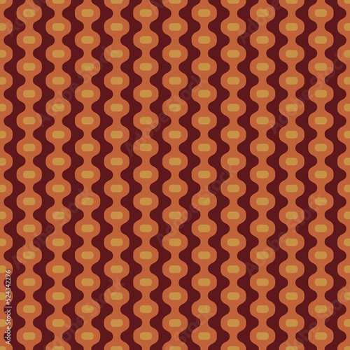 70 s seamless pattern. Retro geometric seamless background in seventies style. Groovy scrapbook paper. Yellow, orange, brown colors vector pattern