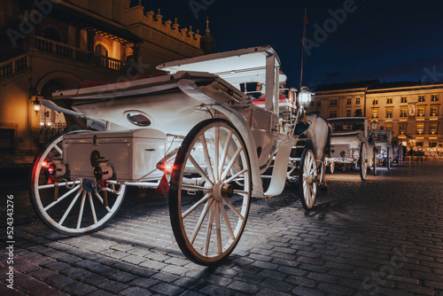 Carriage on the Main Square in Krakow, night view