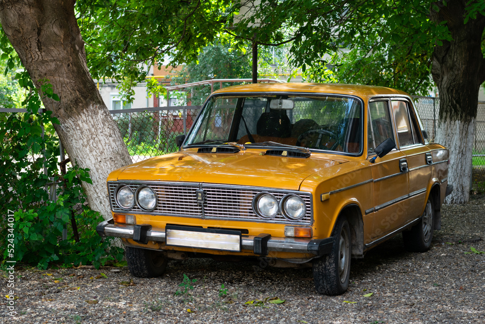 Retro yellow car of Soviet production