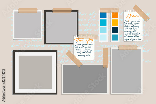 Black frames on a surface mood board collage