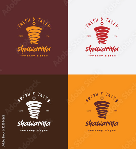 Shawarma  logo illustration suitable for restaurant or food business. Kebab badges, emblem, advertising and menu design.
