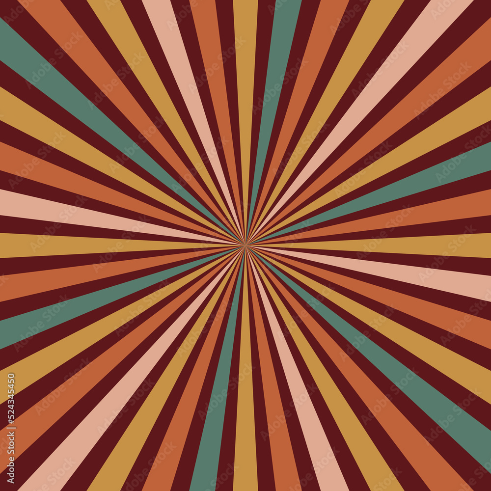 Retro colorful sun geometric background in seventies style. Yellow, orange, brown, green colors vector design Retro colorful sun geometric background in seventies style. Yellow, orange, brown, green colors vector design