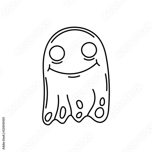 Cute Ghost cartoon coloring page. Coloring book for kids. Vector Illustration.