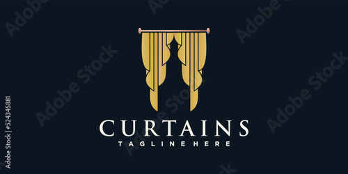 Curtain fabric logo design template inspiration simple and unique Premium Vector