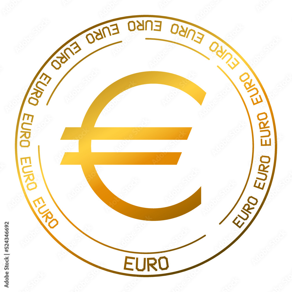 Obraz premium Euro EUR currency logo on white background. Flat golden logo on white background