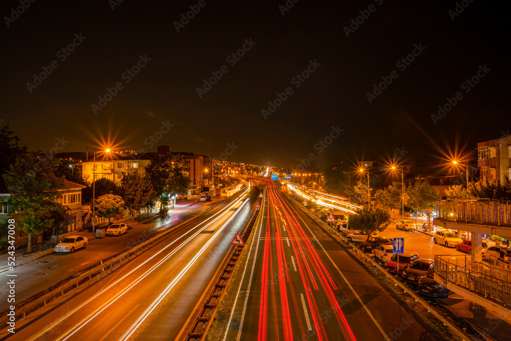 night traffic lights in the city