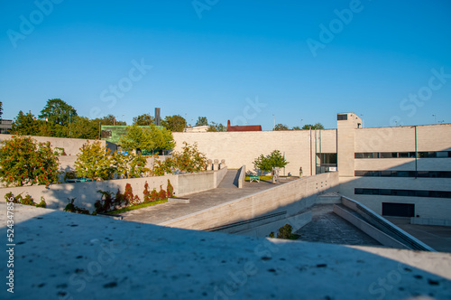 TALLINN, ESTONIA - AUGUST 28 2019: The Kumu Modern Art Museum. The concrete amphitheater