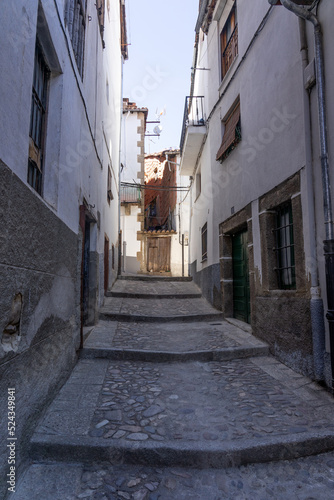 Fototapeta Naklejka Na Ścianę i Meble -  The streets of the Jewish quarter of Hervás with the typical white houses in Cáceres, Extremadura, Spain.