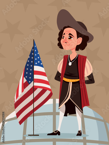 Christopher Columbus with flag