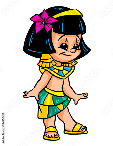 Little girl ancient egypt happiness clipart cartoon illustration