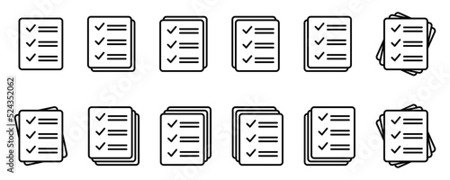 Checklist vector icon. List icon. Document icon. Black illustration isolated on white background for graphic and web design.