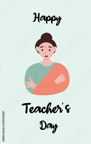 Teachers Day indian traditional womaan teacher illustration for celebration poster.