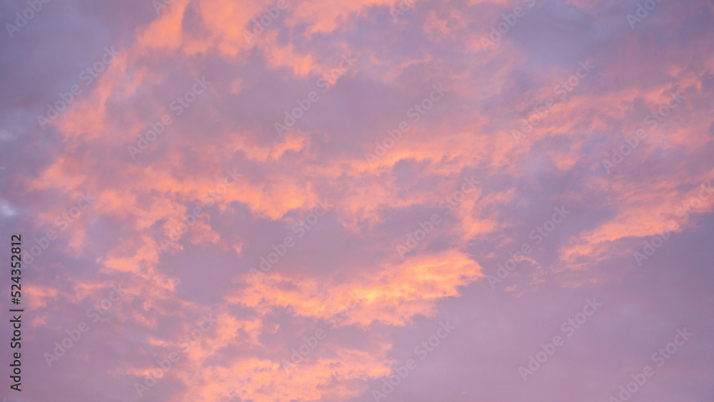 banner with a beautiful sunset sky in purple and pink colors