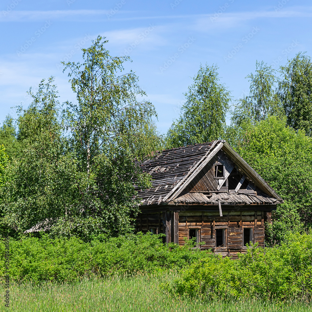 destroyed village house, Russia