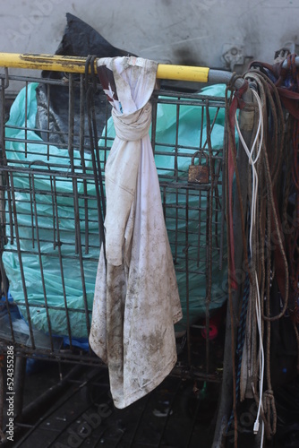 dirty clothes in a basket
