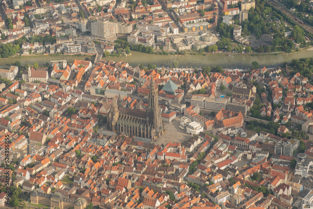 Fototapeta premium City of Ulm in Germany seen from above