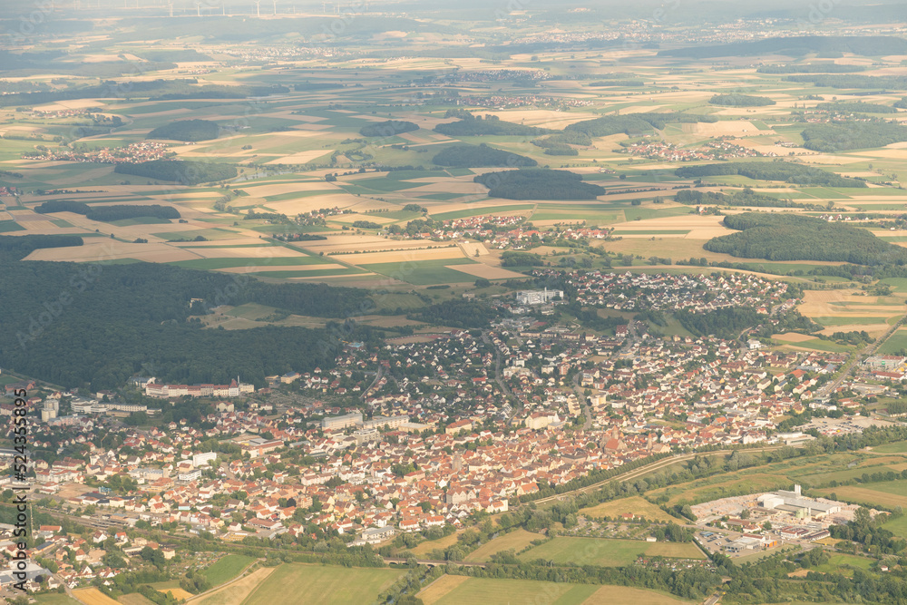 City of Gunzenhausen in Bavaria in Germany seen from above