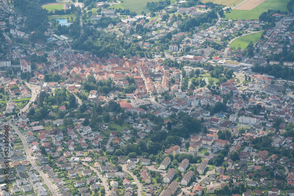 Pullendorf in Germany seen from a small plane