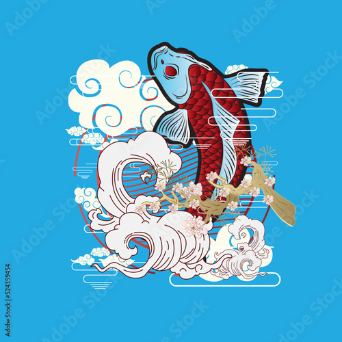 koi is mean golden fish design logo for sukajan which in Japanese means a traditional cloth or t-shirt with digital hand drawn Embroidery Men T-shirts Casual Short Sleeve Hip Hop T Shirt Streetwear