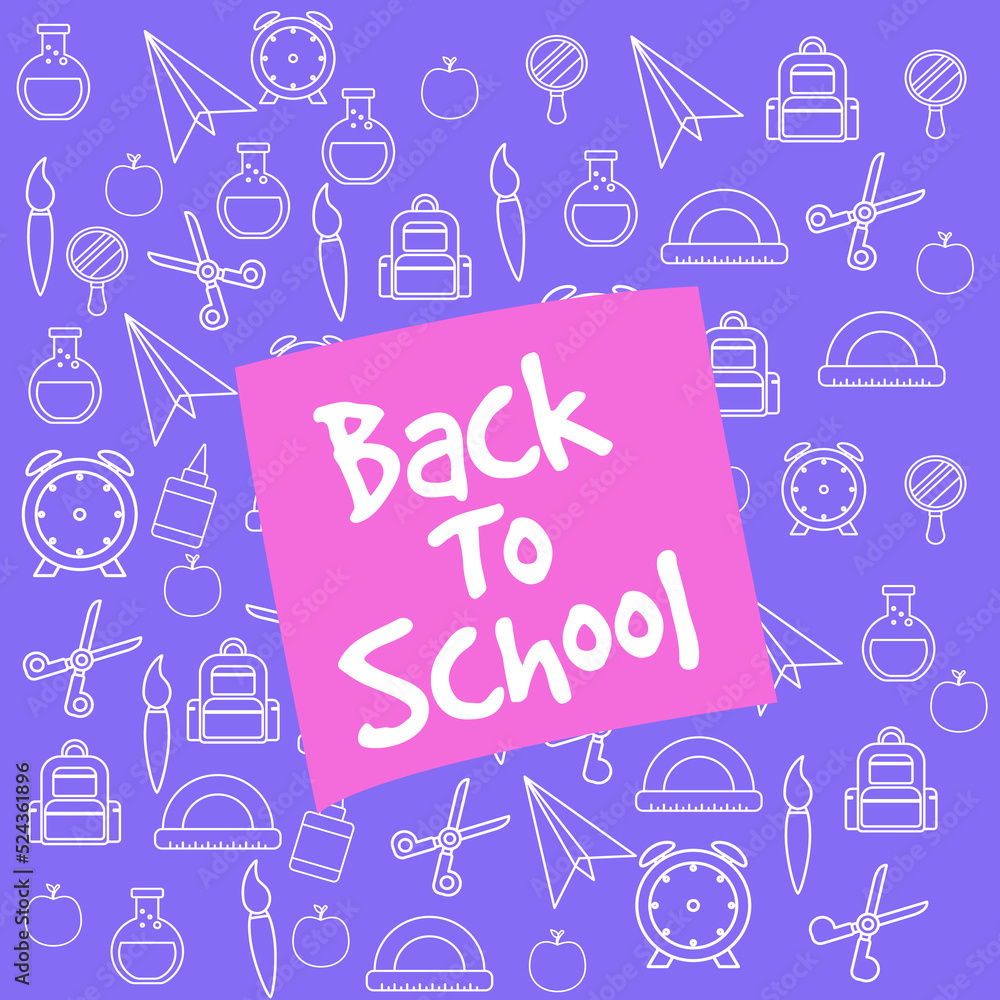 Educational theme background, back to school with school equipment  