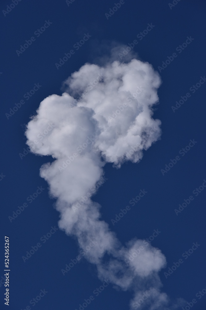Smoke Plume cloud From Rocket Exhaust with a blue Sky Clear sunny Day Fog and cloud atmosphere isolated Smoke Plume cloud From Rocket Exhaust with a blue Sky Clear sunny Day Fog and cloud atmosphere isolated