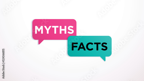 Myths facts. Vector illustration. Speech bubbles of thorough fact-checking isolated on white backdrop