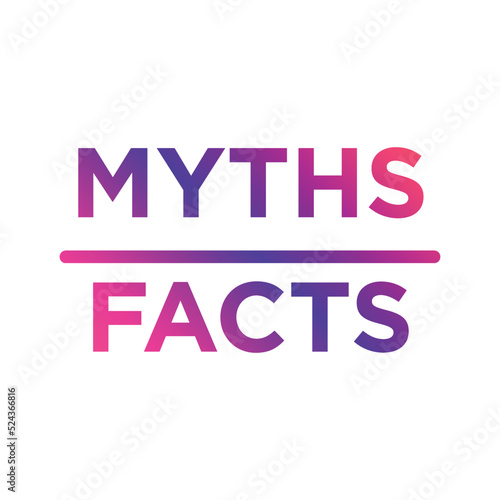 Myths facts. Vector icon. Colorful gradient inscription isolated on white backdrop