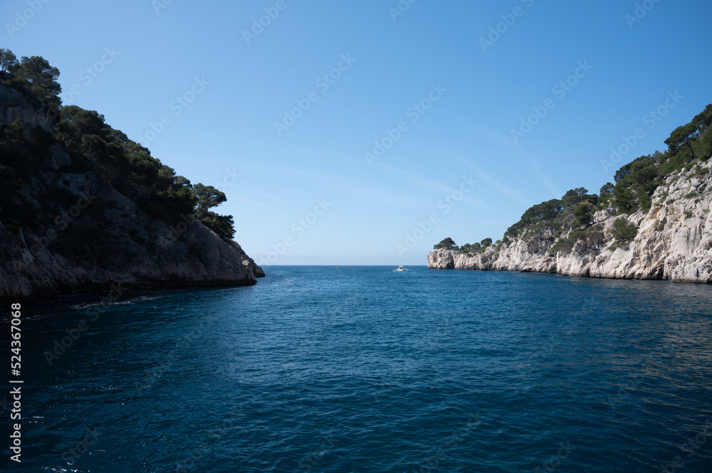 Fototapeta premium Calanque de Port Pin near Cassis, boat excursion to Calanques national park in Provence, France