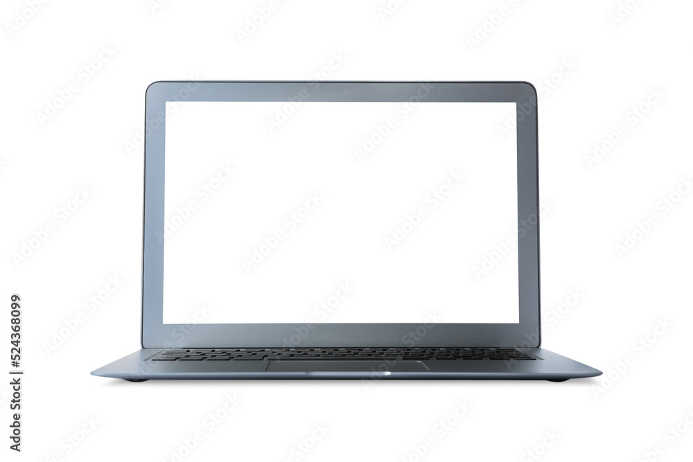 Modern laptop with blank screen isolated on white Modern laptop with blank screen isolated on white