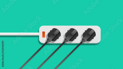Electric risk burn. electric shock, Overload plug in power outlet in. caution and warning Danger electricity illustration vector EPS 10. 