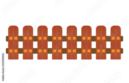 Brown wooden fence vector. Isolated on white background. Home decoration accessories illustration. House fence.