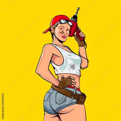Mechanic Girl pin up illustration