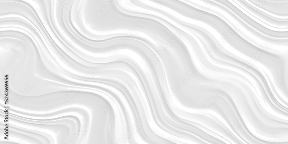 Seamless minimal white abstract glossy soft waves background texture. Elegant wavy carved marble luxury wallpaper pattern. Tileable subtle light grey presentation or display backdrop. 3d rendering. Seamless minimal white abstract glossy soft waves background texture. Elegant wavy carved marble luxury wallpaper pattern. Tileable subtle light grey presentation or display backdrop. 3d rendering.