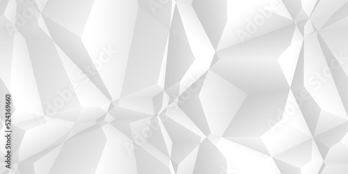 Fototapeta Naklejka Na Ścianę i Meble -  Seamless abstract minimal white low poly background texture. Elegant modern geometric triangular polygon landscape pattern. Subtle light grey lowpoly technology backdrop design template. 3d rendering.