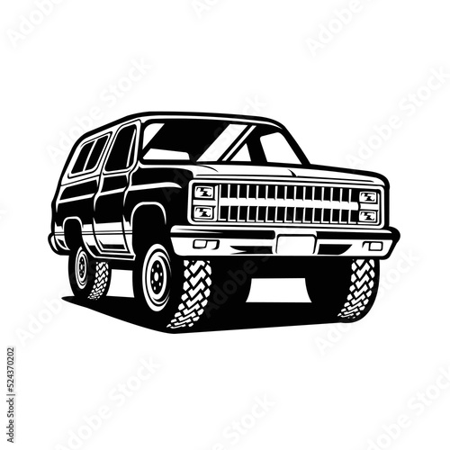 Premium classic farm truck SUV truck silhouette vector isolated