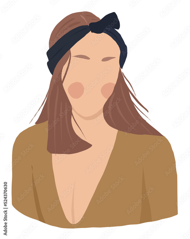 abstract woman portraits isolated on white background. Modern young feminine woman fashion minimal trendy people face in flat style. Vector hand drawn illustration