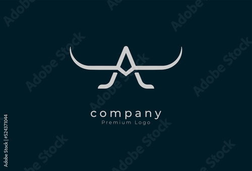 Initial A horn Logo, minimalist letter A with horn design logo, vector illustration