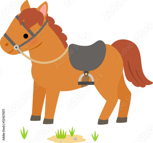 馬具を着けた馬