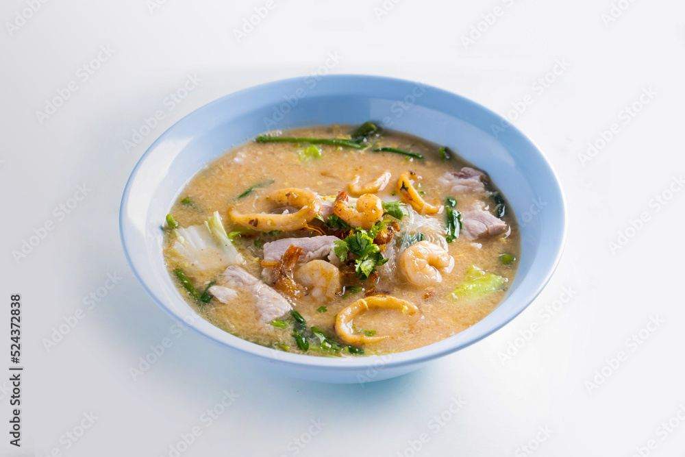 rice vermicelli Noodle soup, Noodle soup of Thailand, isolated