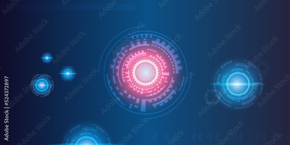 Abstract technology background Hi-tech communication concept innovation background vector illustration and fingerprint. Abstract circle digital.Vector abstract futuristic background.Technology concept Abstract technology background Hi-tech communication concept innovation background vector illustration and fingerprint. Abstract circle digital.Vector abstract futuristic background.Technology concept
