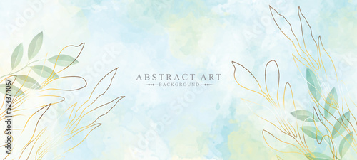Abstract watercolor art background vector. Luxury cover design with text, golden texture and brush style. Vector background for banner, poster, Web and packaging.