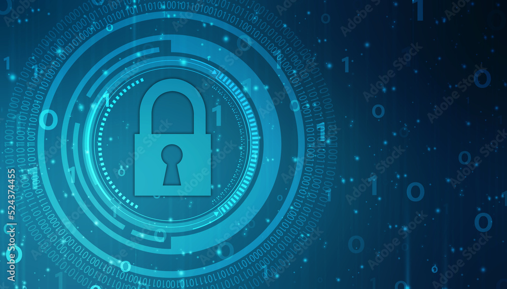 Digital Padlock on abstract technology background, Technology security concept. Modern safety digital background. Protection system, Cyber Security and safety information, personal data concept Digital Padlock on abstract technology background, Technology security concept. Modern safety digital background. Protection system, Cyber Security and safety information, personal data concept
