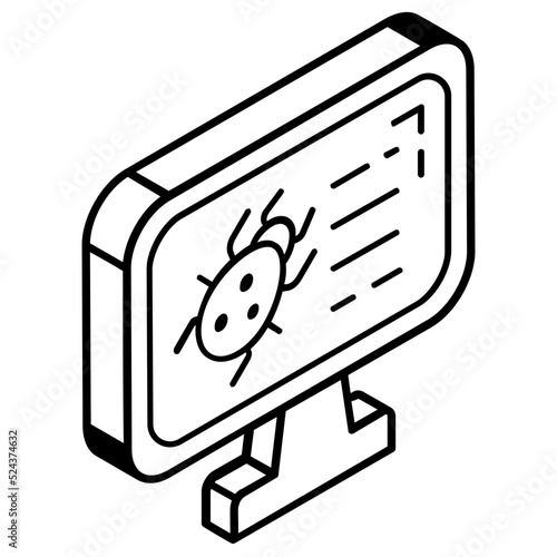 An icon of web bug line isometric icon