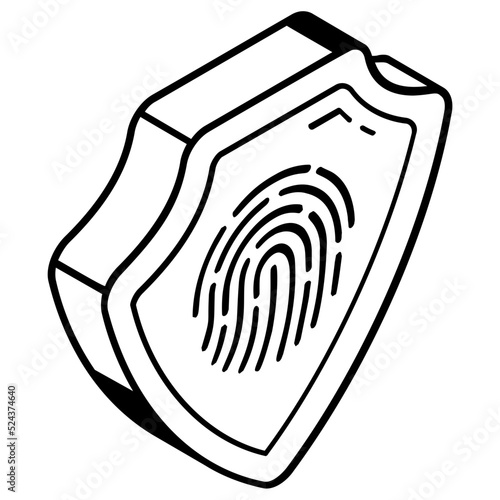 A fingerprint security line isometric icon