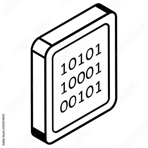 An icon of binary code line isometric design 