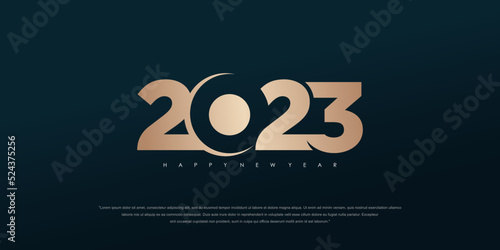 2023 Happy New Year logo text design. 2023 number design template. Vector illustration.