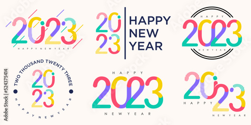 2023 Happy New Year logo text design.collection of 2023 number design template. Vector illustration.