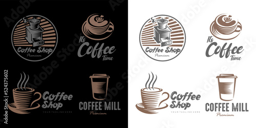 Coffee icon set logo design , vector illustration.